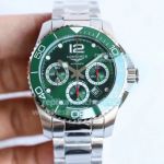 TWF Replica Longines Hydroconquest SS Green Chronograph Dial Green Bezel Watch 41MM